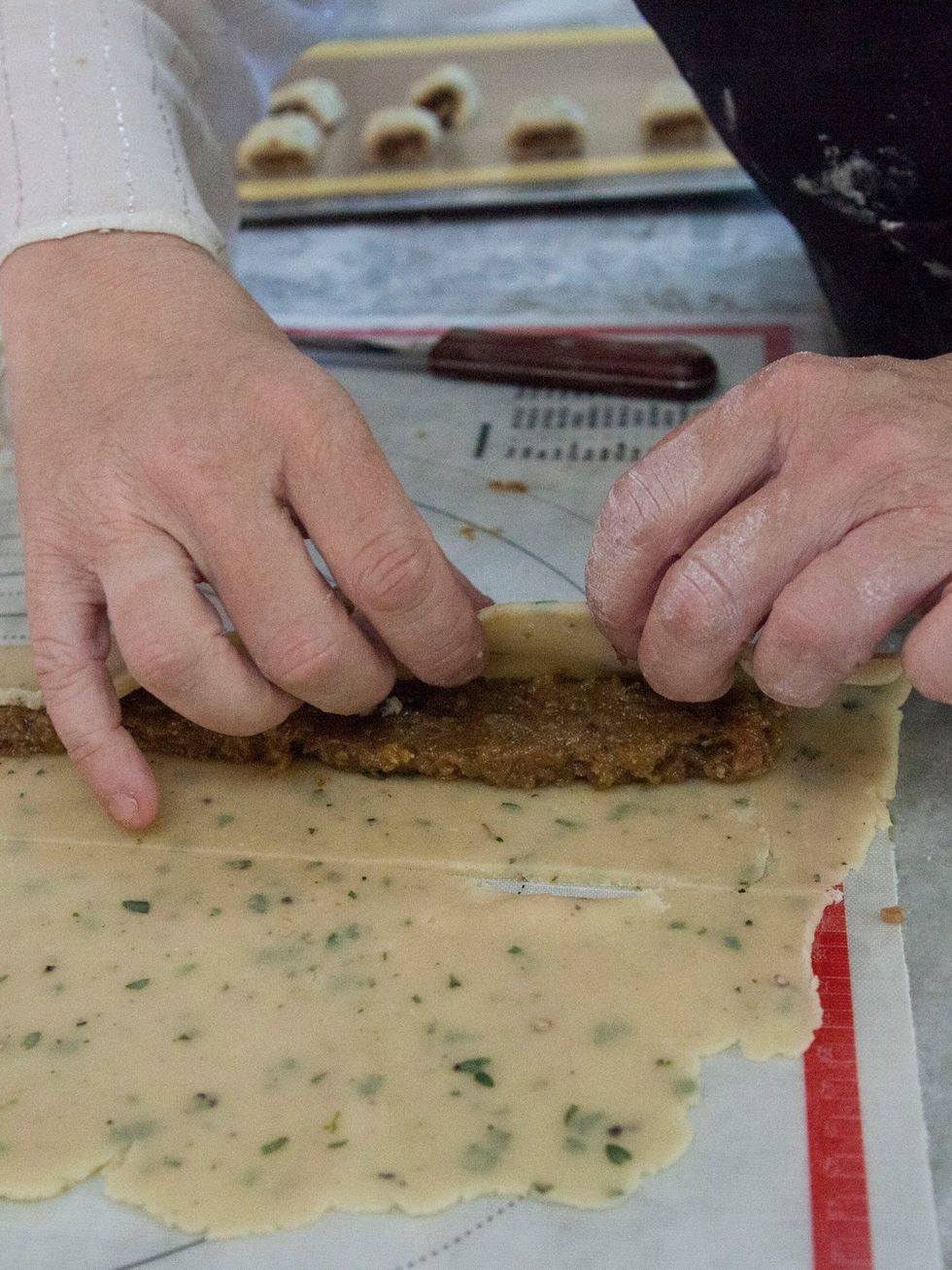 Fold one half of the strip over the jam.