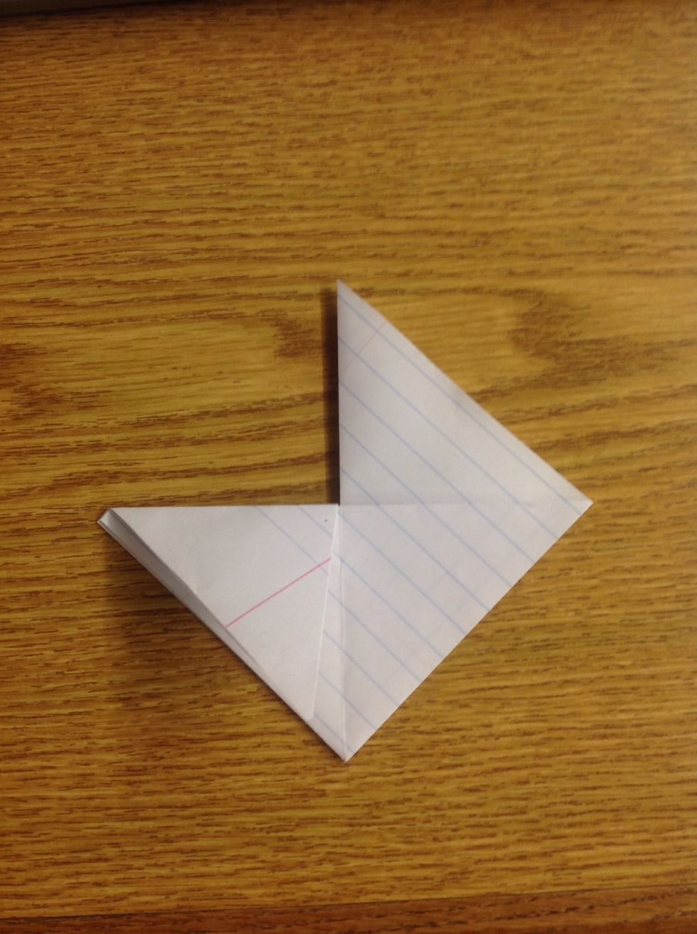 Fold one of the triangles down.