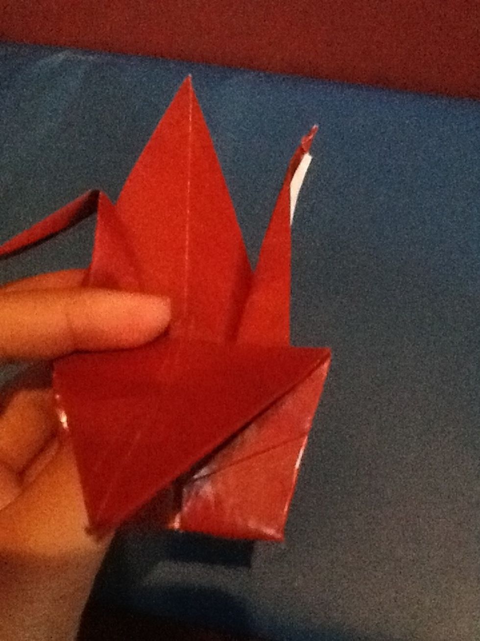 Fold one wing and then the other.