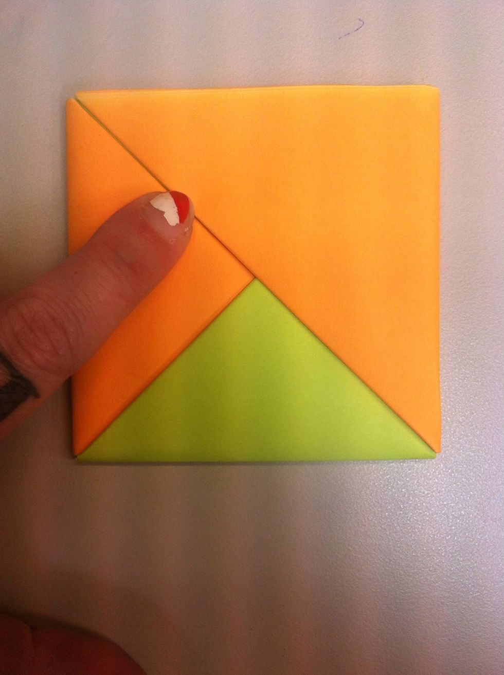 Fold orange triangle over green. Wait...