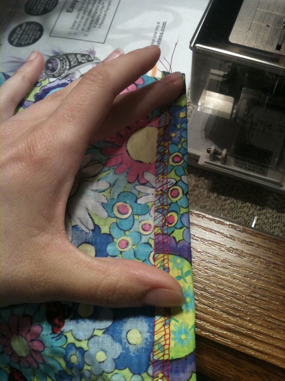 Fold over 1/2- 3/4 inches. You can pin or press if you like....