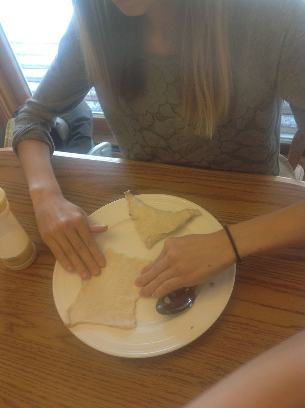 Fold over and push down edges to hold the ingredients in