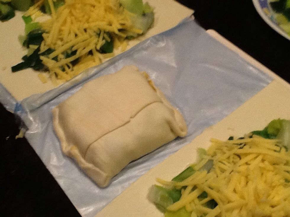 Fold over sides of the pastry to make a pie shape