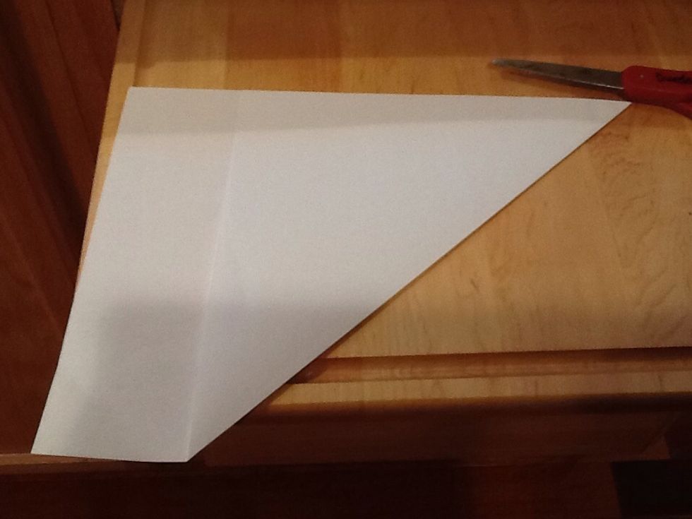 Fold paper so you see one triangle.