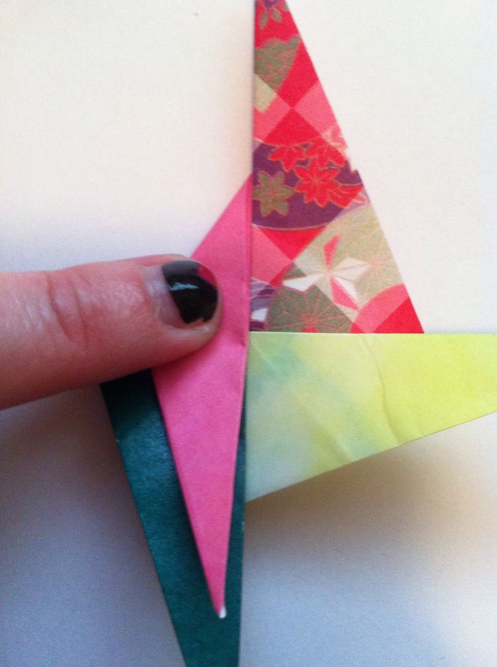 Fold pink down.