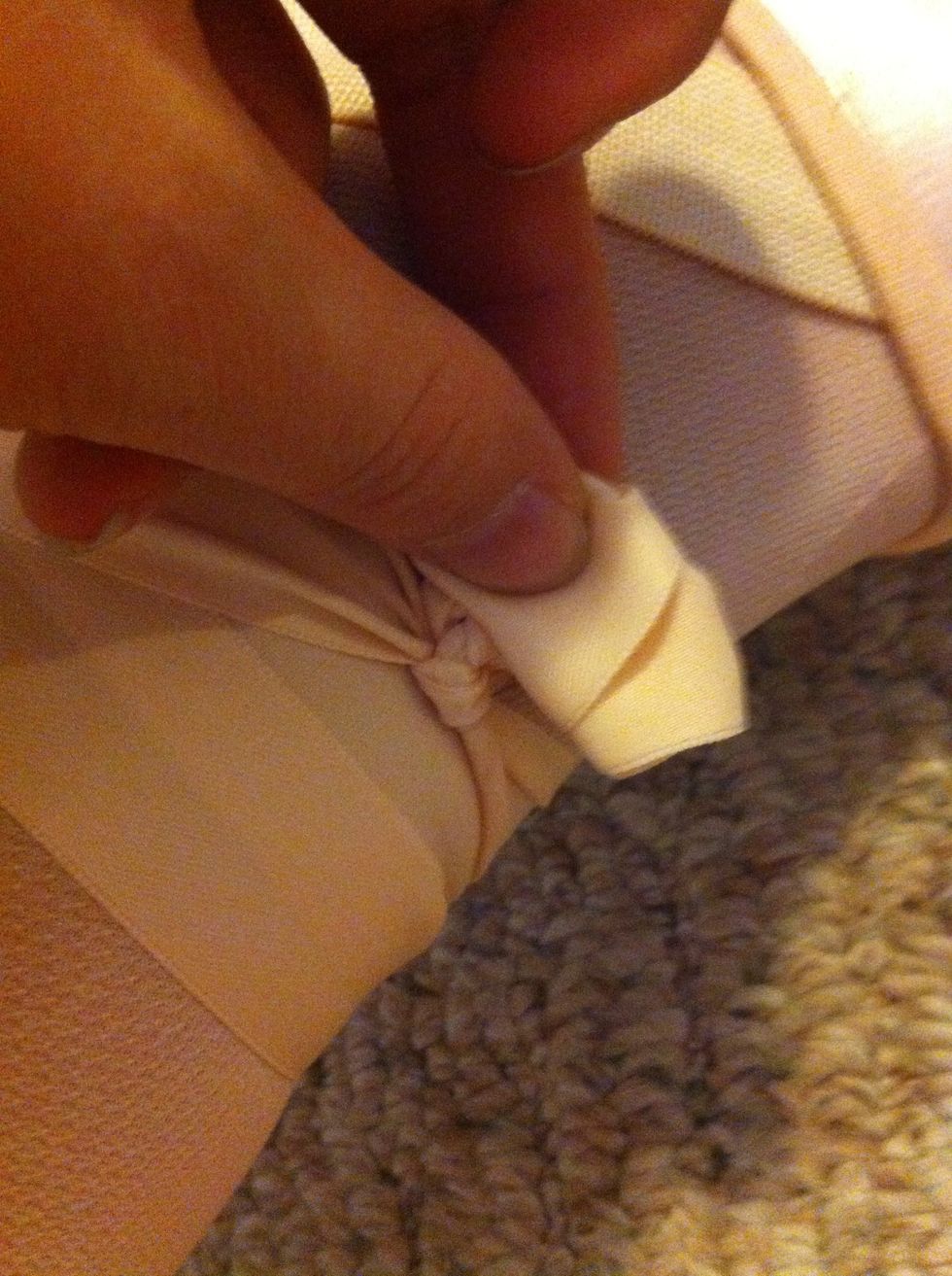 Fold ribbons together in a rectangle.