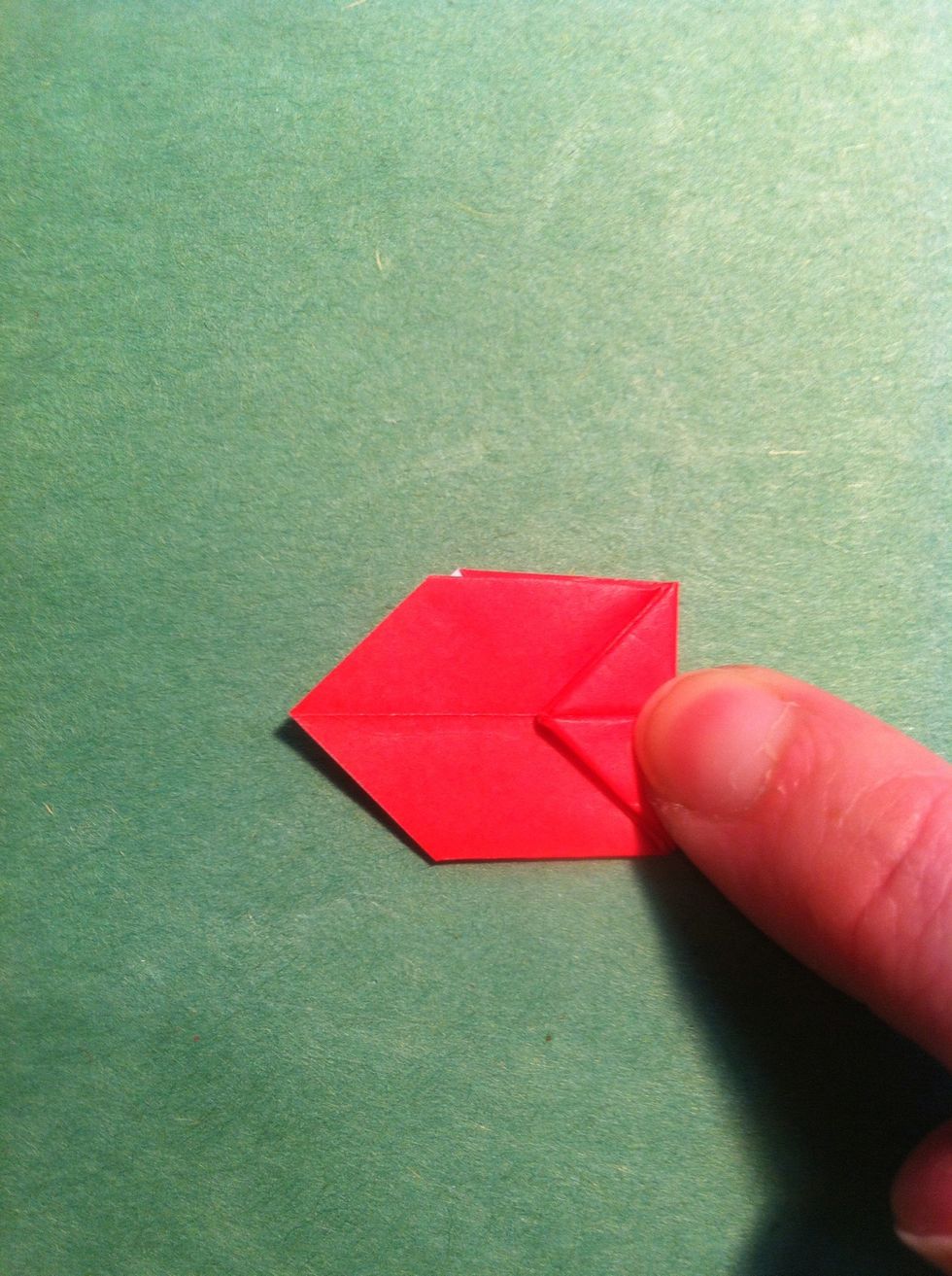 Fold right tip over. Unfold.