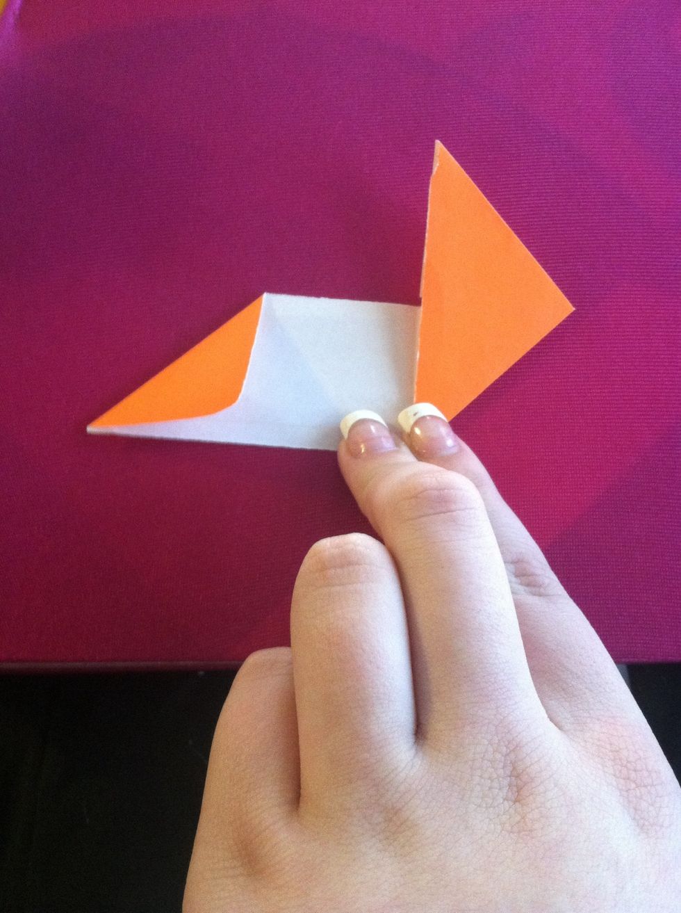 Fold side up to be even with the middle fold