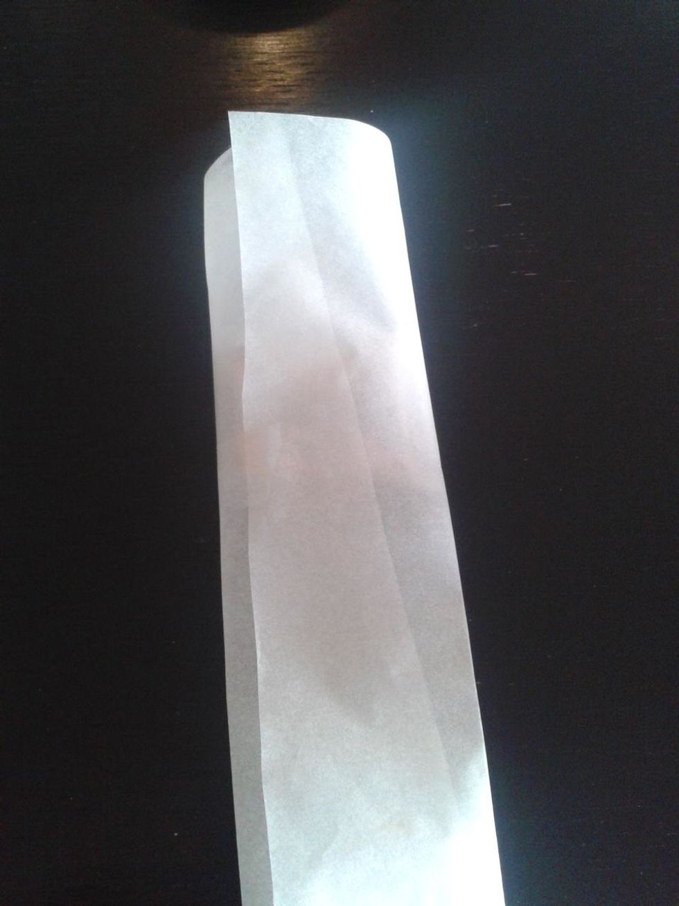 Fold sides tightly around the bar, and use a piece of tape to keep in place. You may need to cut the paper if there's too much overlap. If paper's edge reaches the side of the soap--it's too long.