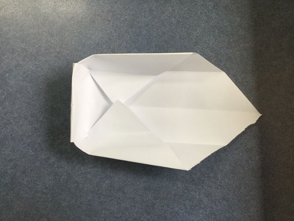 Fold the back down and squash it to the back to create a wall as shown.