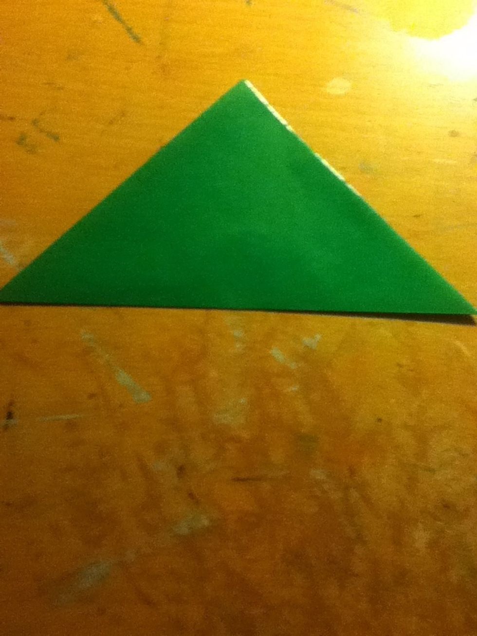 Fold the bottom corner to meet the top corner, creating a triangle
