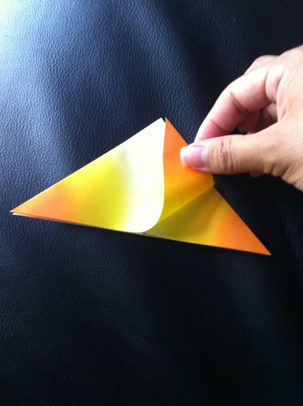 Fold the bottomed got flap towards the tip