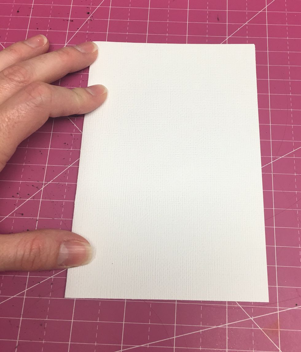 Fold the card stock in half so that the face of the card measures 4\u201d wide and 6\u201d long.
