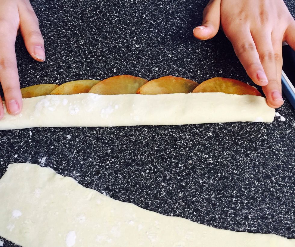 Fold the edge over and smooth out.