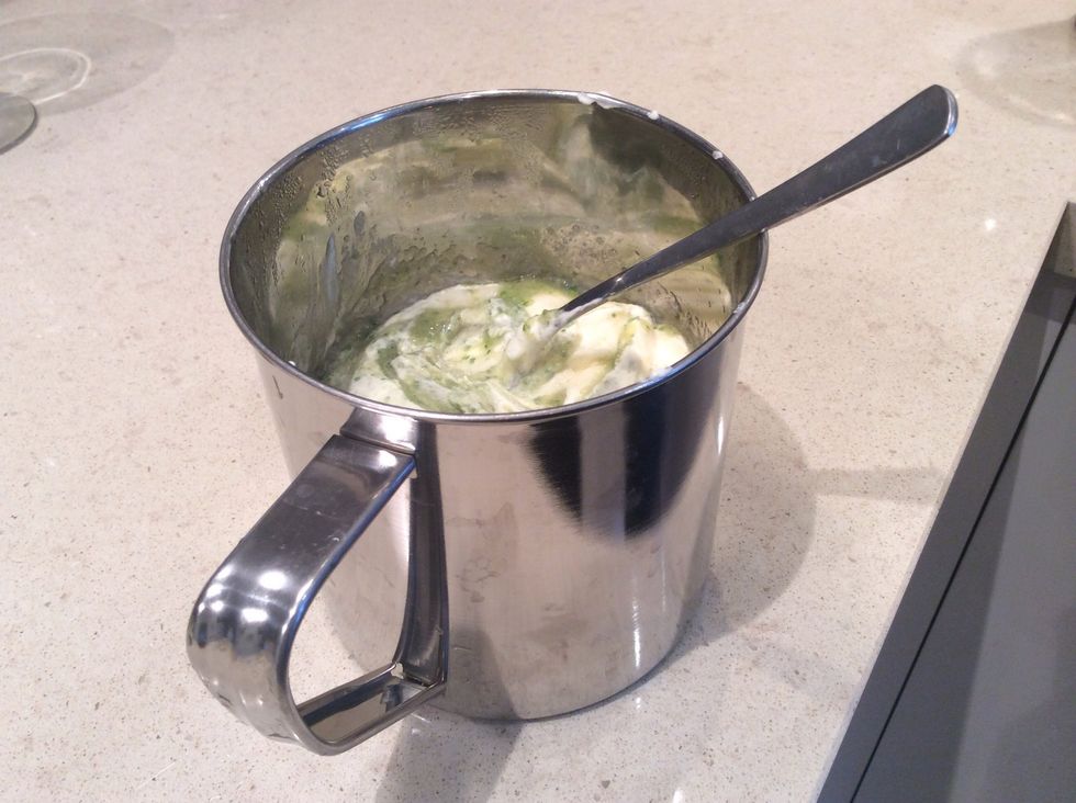 Fold the Feijoa pur\u00e9e and whipped cream through the beaten mixture. Don't stir because it will make the cream lumpy. Don't over fold or else the same affect will occur as if you had mixed it!