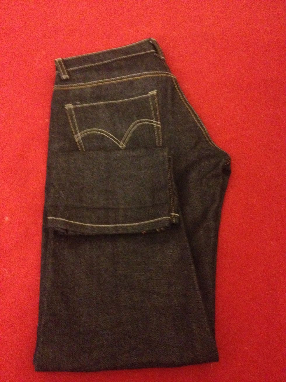 Fold the leg opening down to where the full "bat wing" shows