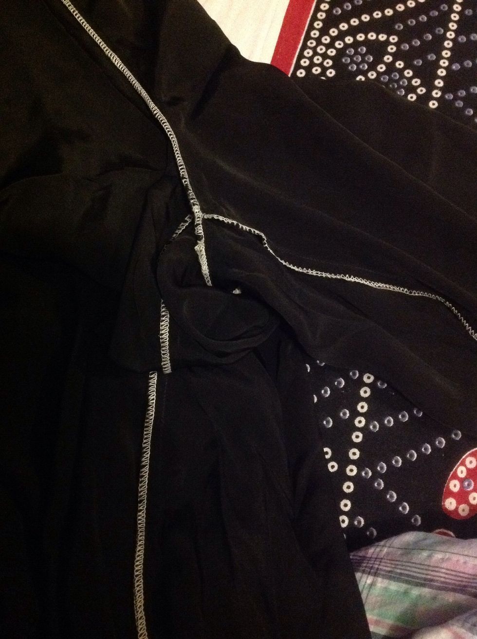 Fold the pants inside out. And from the fork you need to rip the stitches till the bottom. You just have to open the inner stitches. In the picture the two white lines on the left and right.