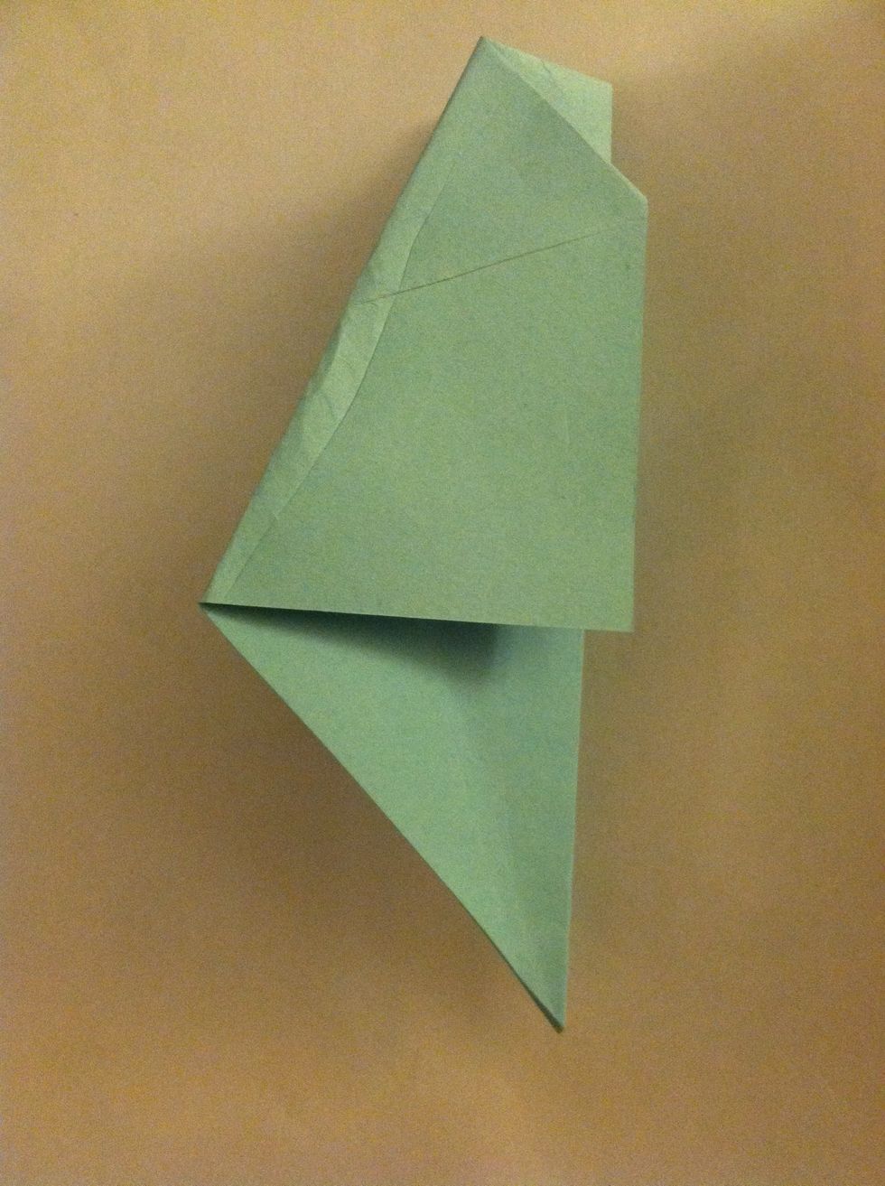 Fold the paper in half backwards.