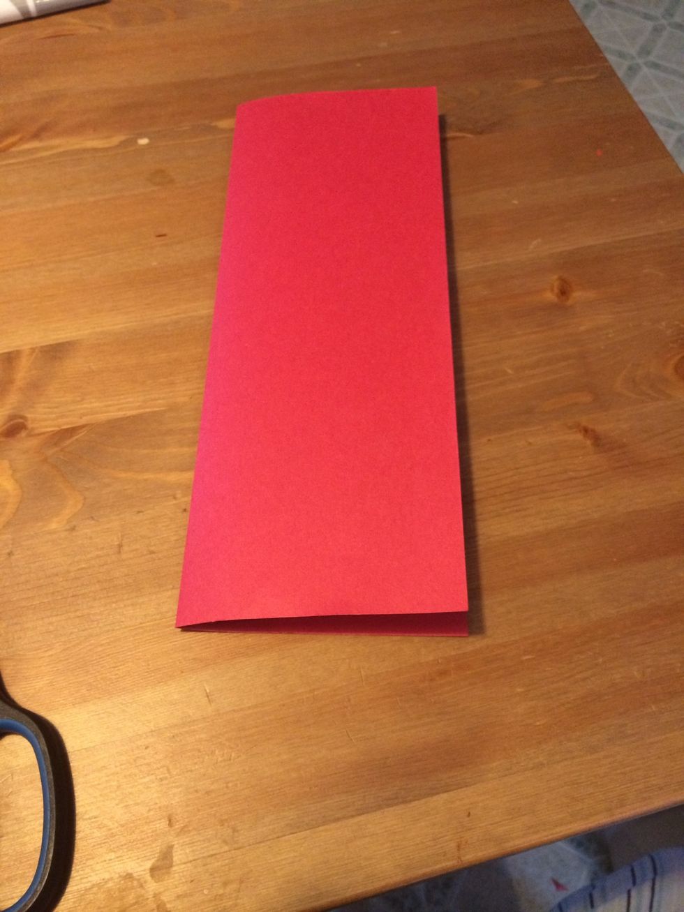 Fold the paper lengthwise in half.