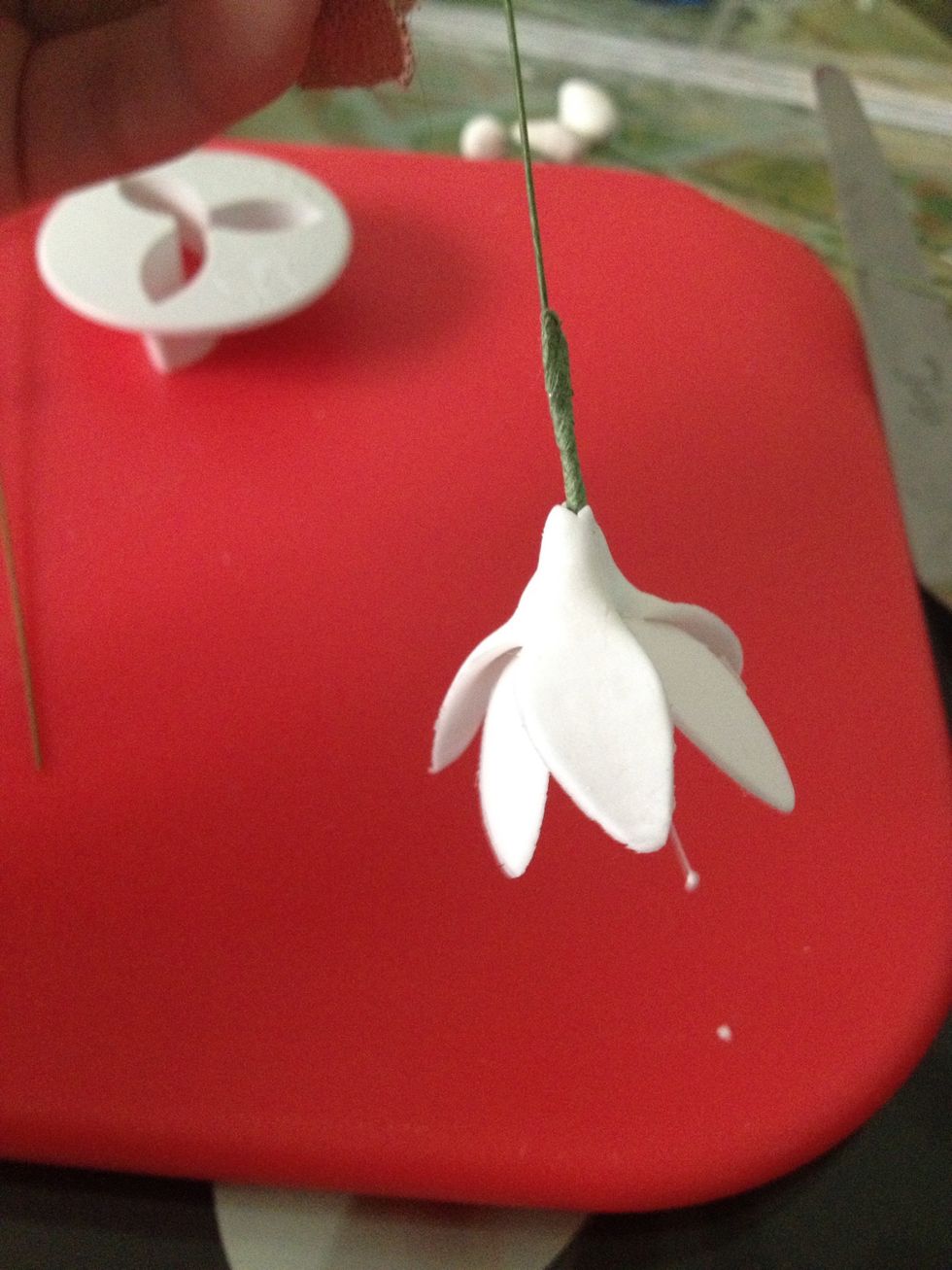 Fold the petals in while hanging upside down