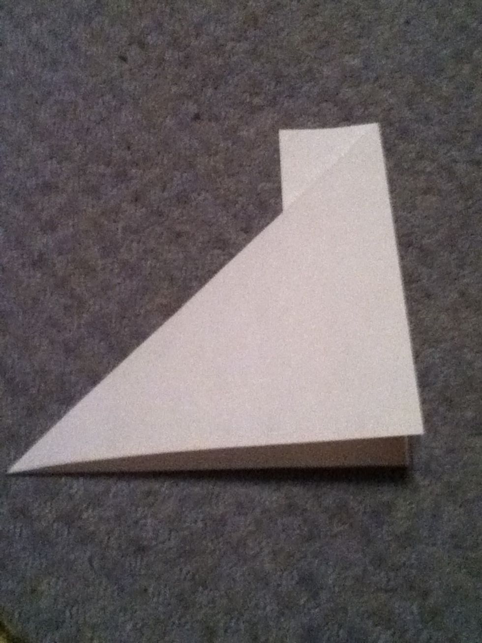 Fold the rectangle piece behind the triangle