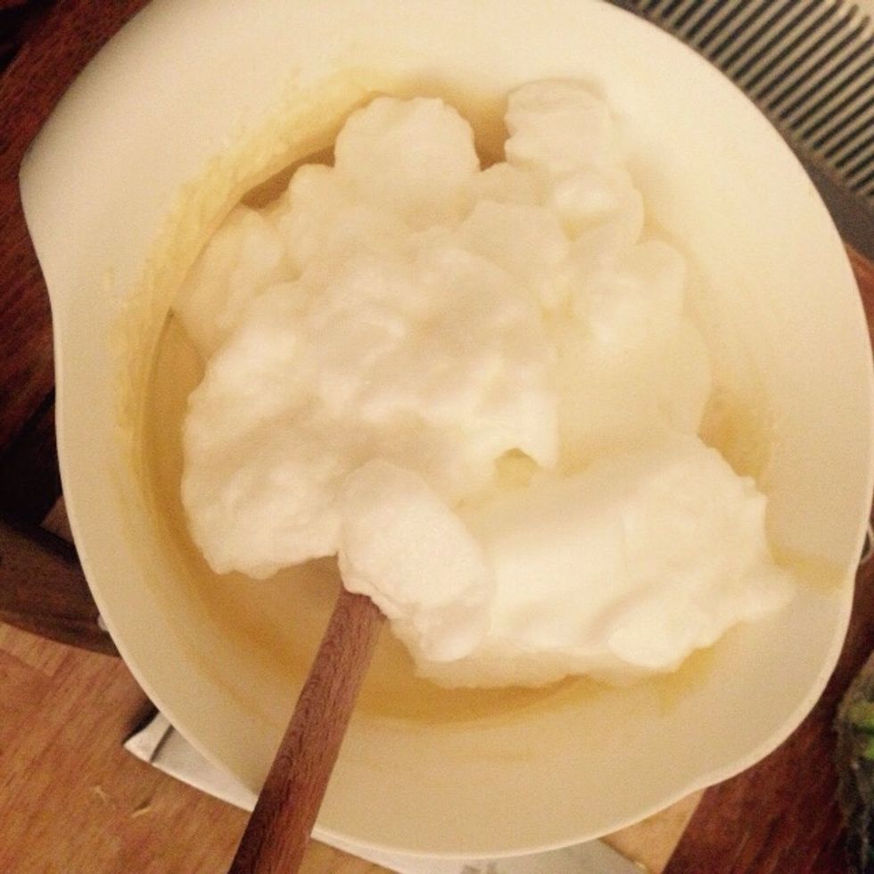 Fold the remaining third of whites into the ricotta based mix