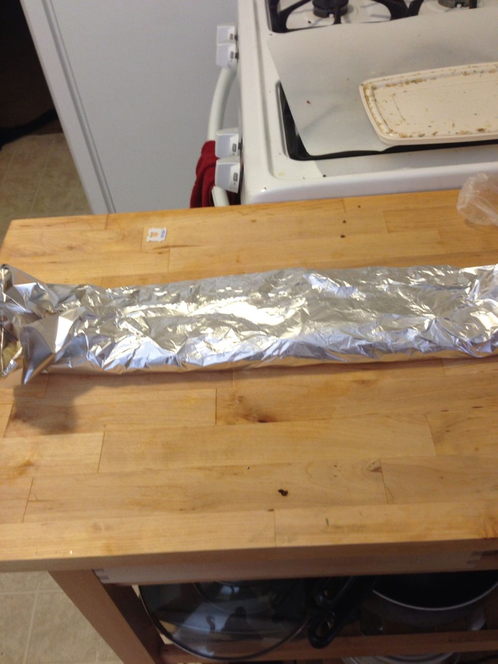 Fold the tin foil over so it makes a nice little container for the potatoes.
