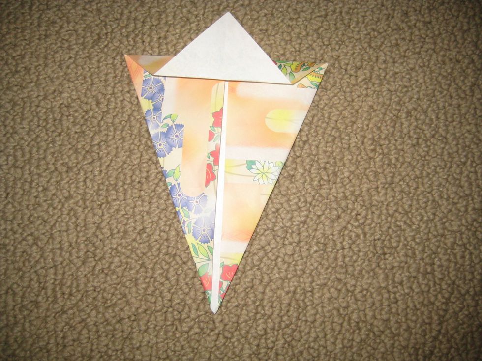 Fold the tip of the part we just folded, there will be a triangle.