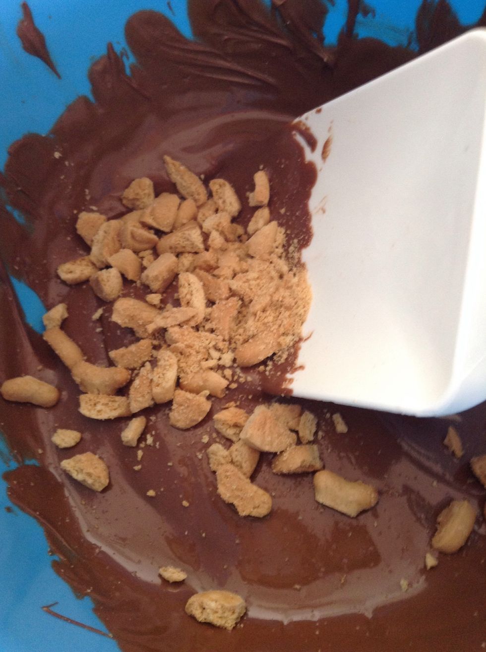 Fold them into the chocolate