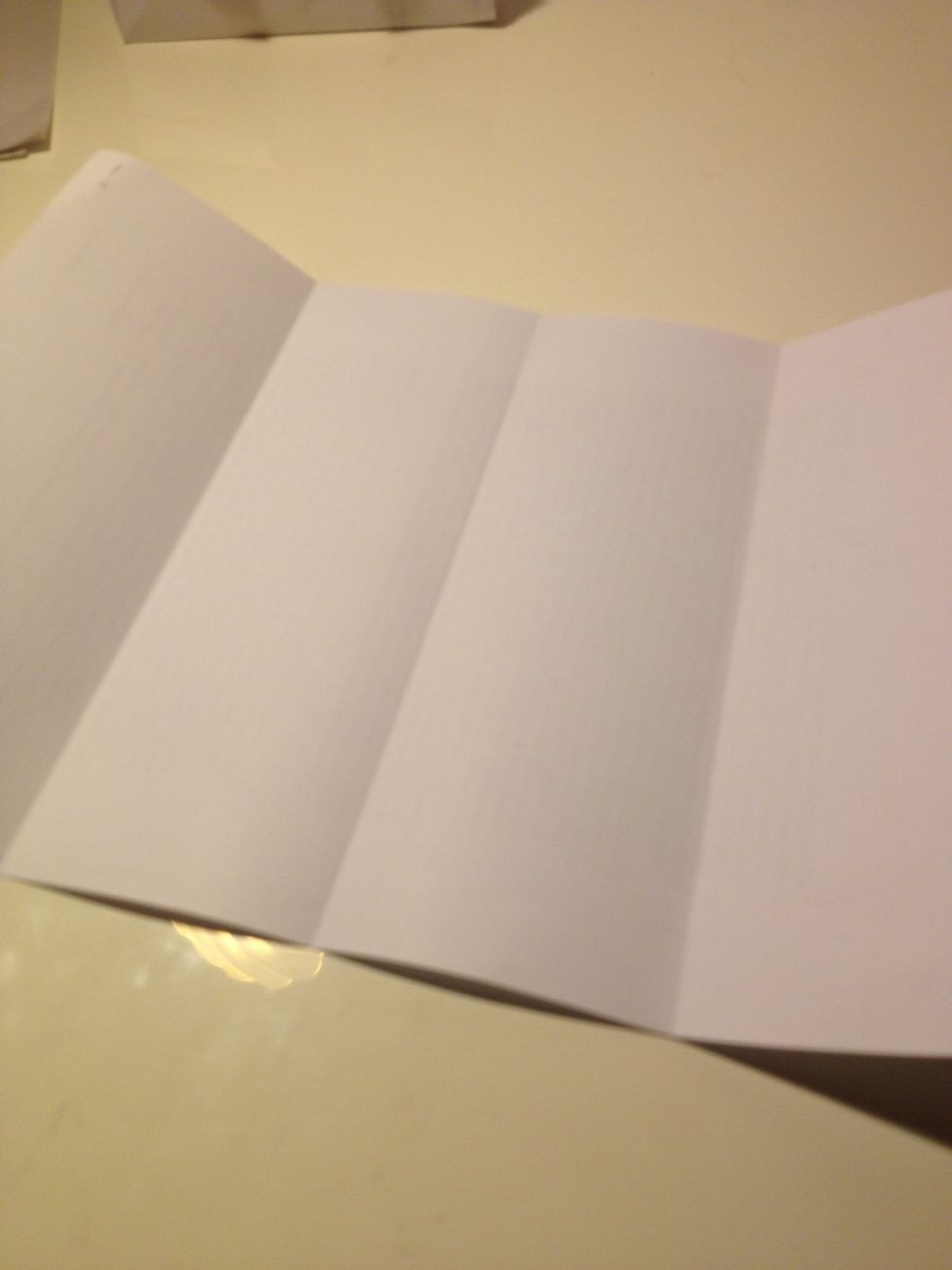 Fold this paper in half, then fold the each half into the middle meeting the middle crease. Should look like this once unfolded ^