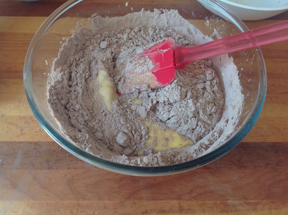 Fold together the dry and wet mixtures