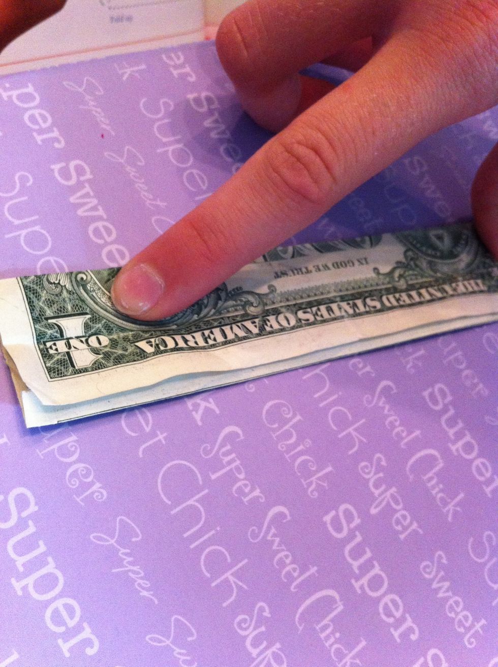 Fold top of the bill to the bottom of the bill; don't bring it down ALL the way leave atleast a millimeter of space at the bottom