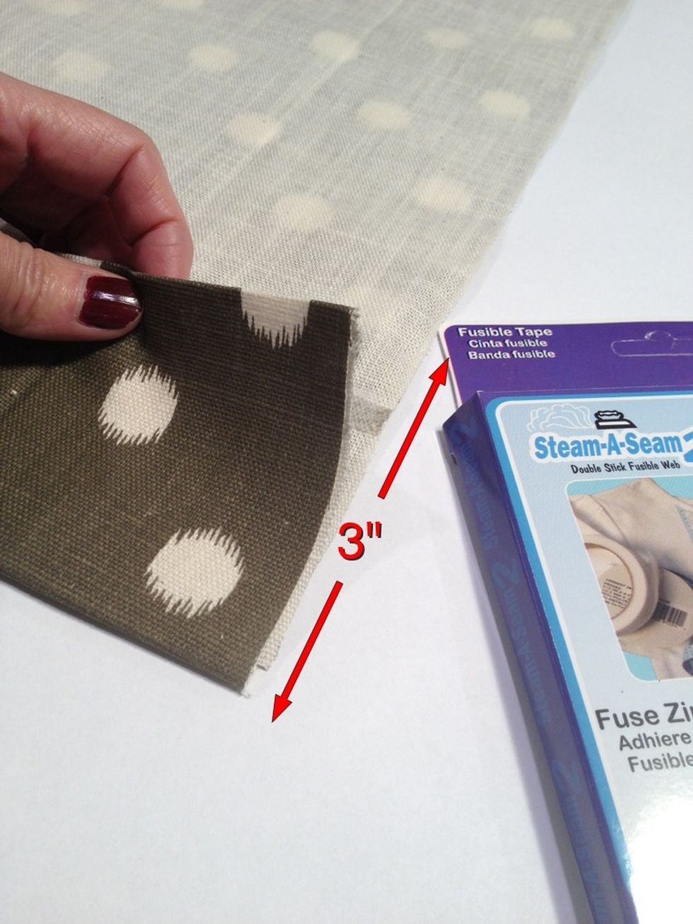 Fold up another 3" creating a double 3" hem.