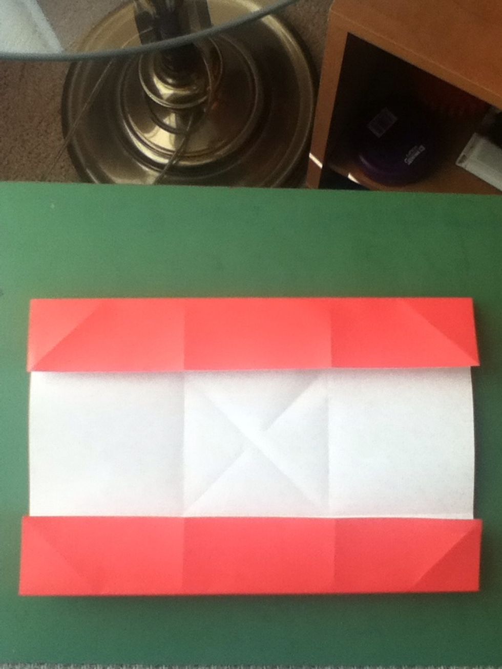 Fold upper and lower edges to the first horizontal crease