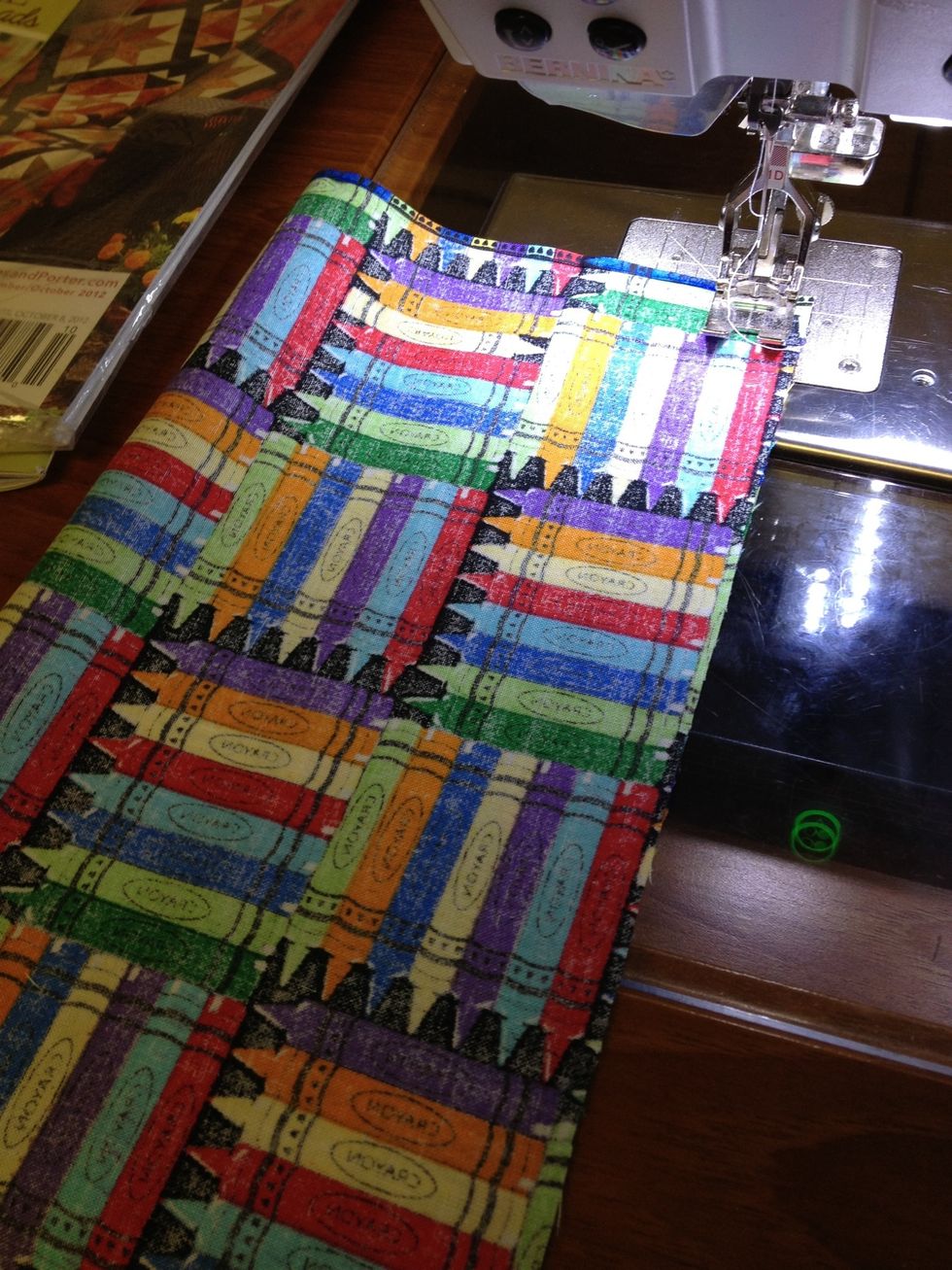 Fold your 10 inch strip in half right sides together.  See down the long edge