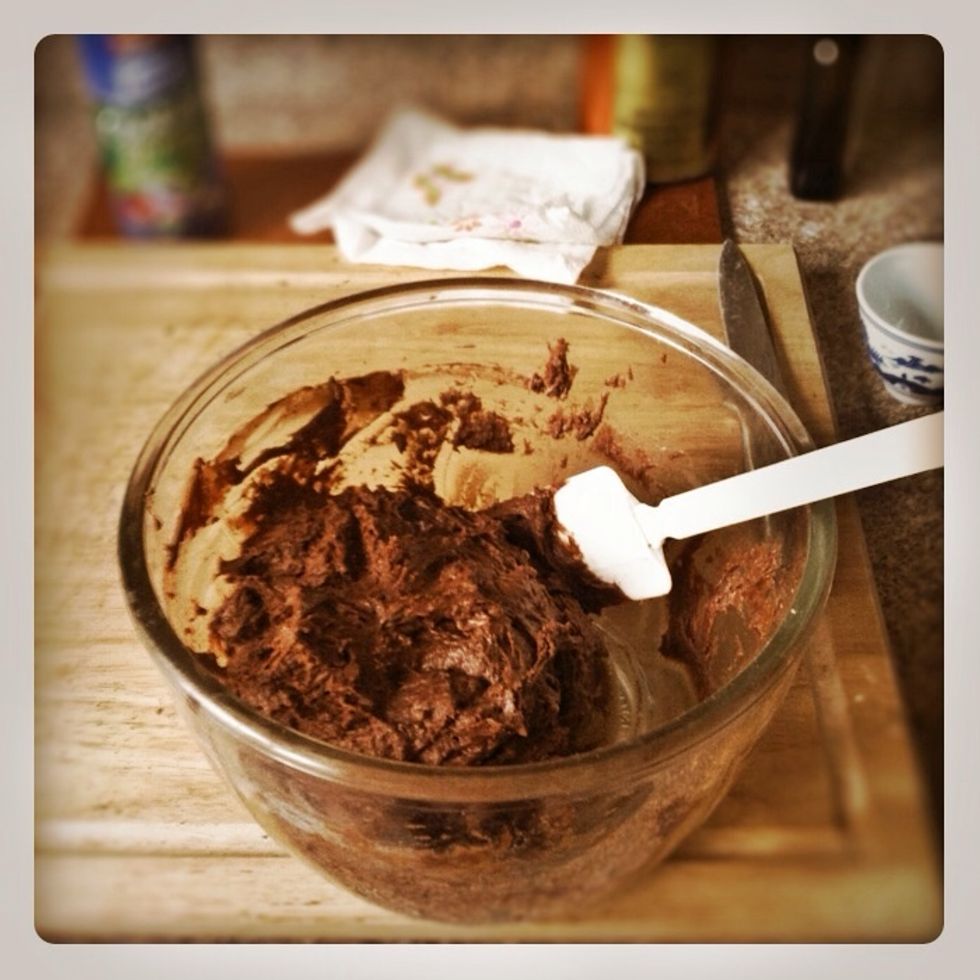 Fold your chocolate into the mixture for 30 seconds. Too much folding will breakdown those cool compounds you spent all night making