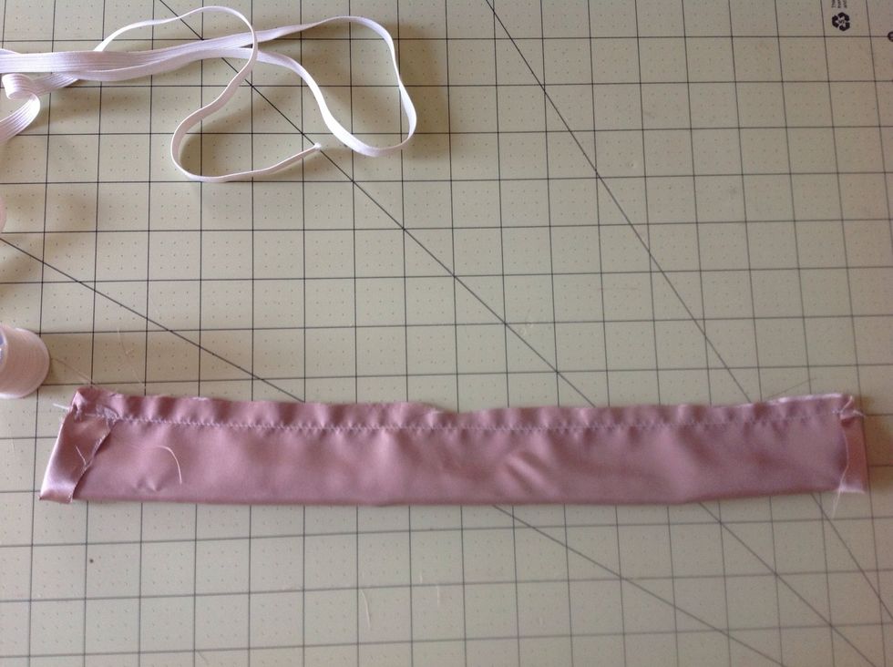 Fold your fabric in half lengthwise ("right" or pretty sides together). Keep you ends pinned back. Machine (or hand) sew a straight line all along the edge. Mine is about 1/2" from the edge.