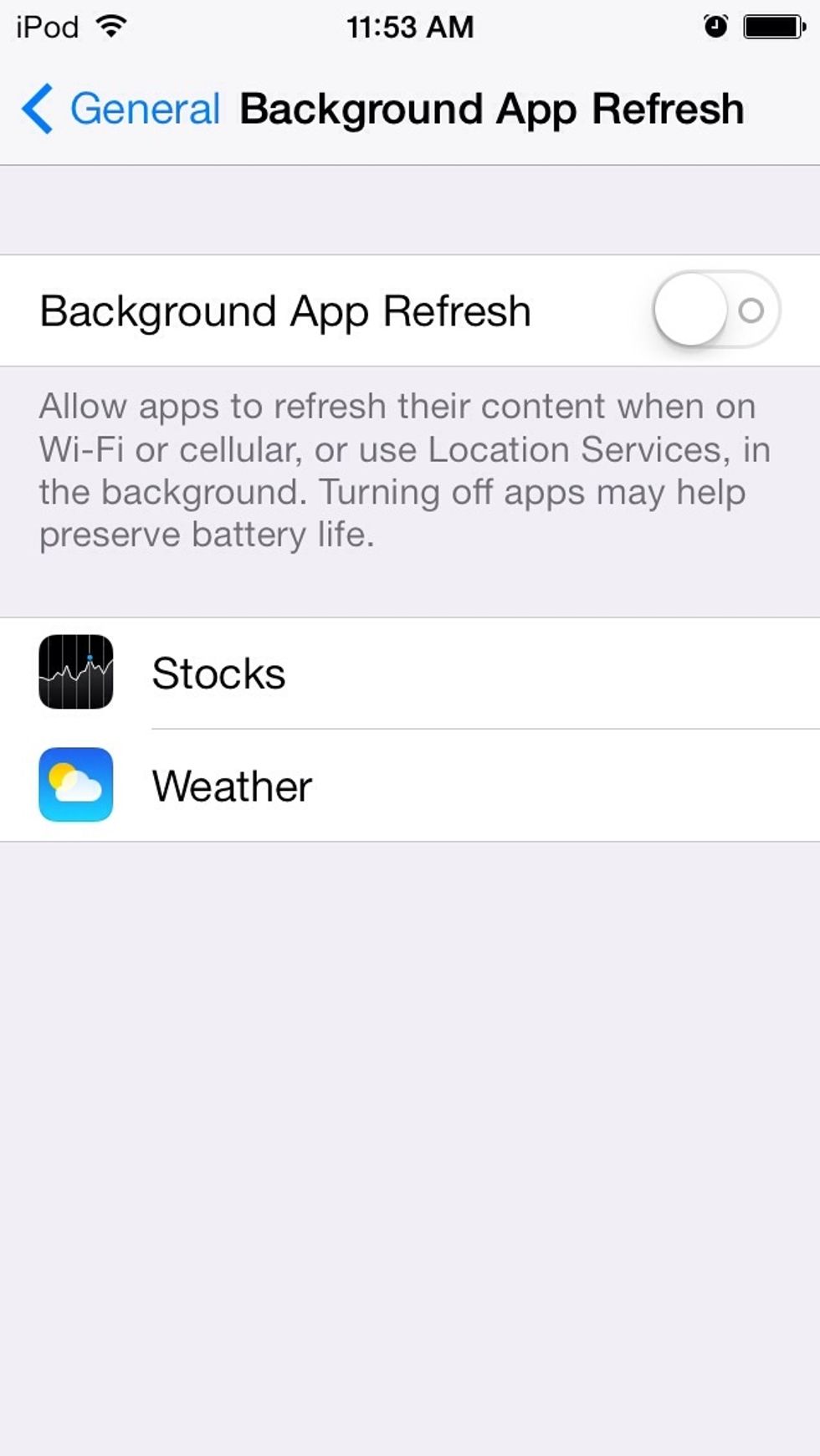Follow Apple's instructions on this one: it really does drain some battery life. I don't have stocks, and I sit by a window all day...