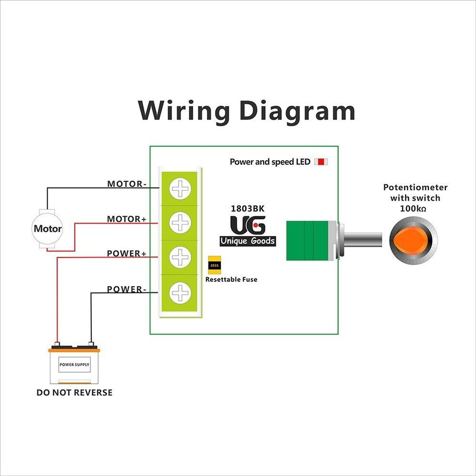 Follow the diagram to connect the motor and the batteries holder to the speed controller.