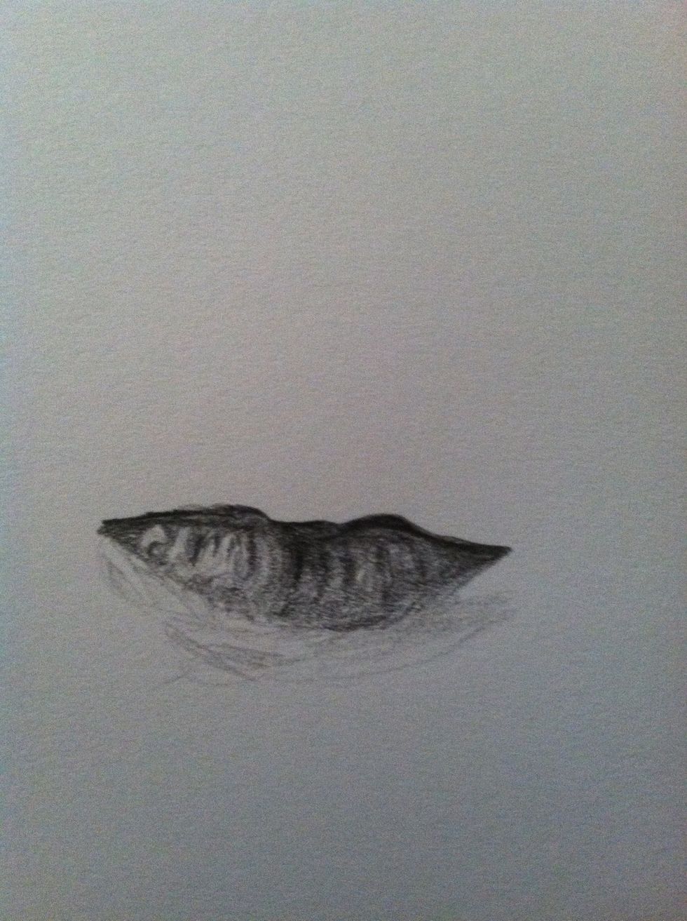 Follow the values around the bottom of the lip. The lips are much more complex than we might assume, but remember to copy values, not shapes, and it makes it easier.