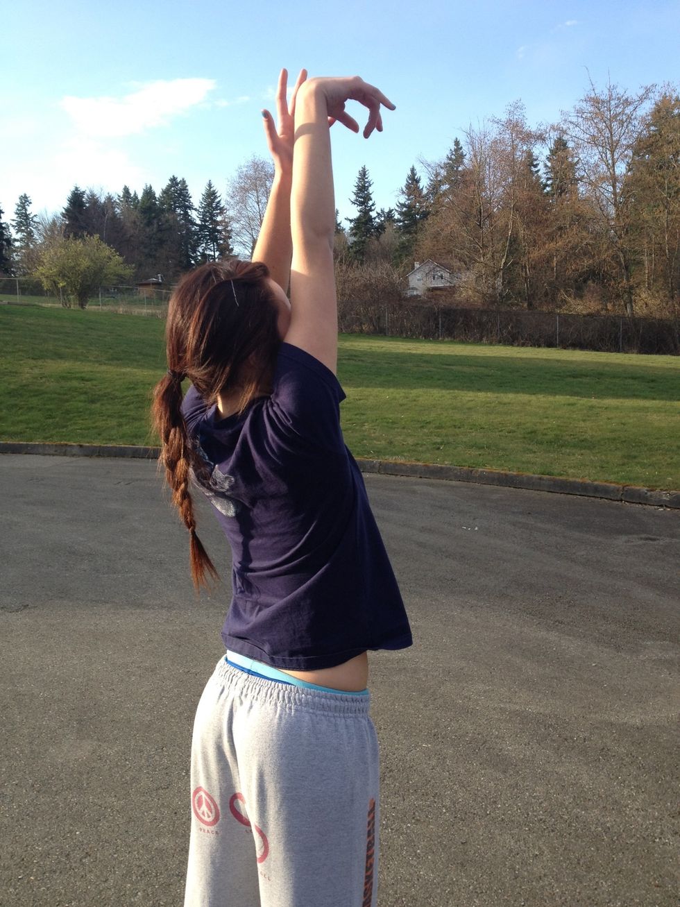 Follow through should be straight up and down you don't want your shooting arm out in front of you.