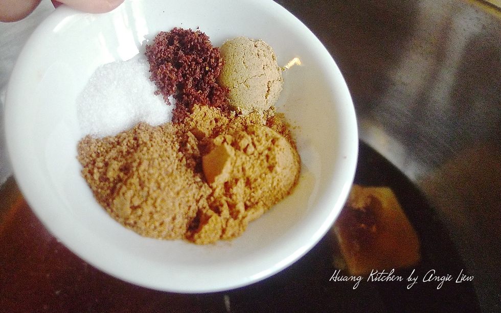 Followed by all the spices and salt.
