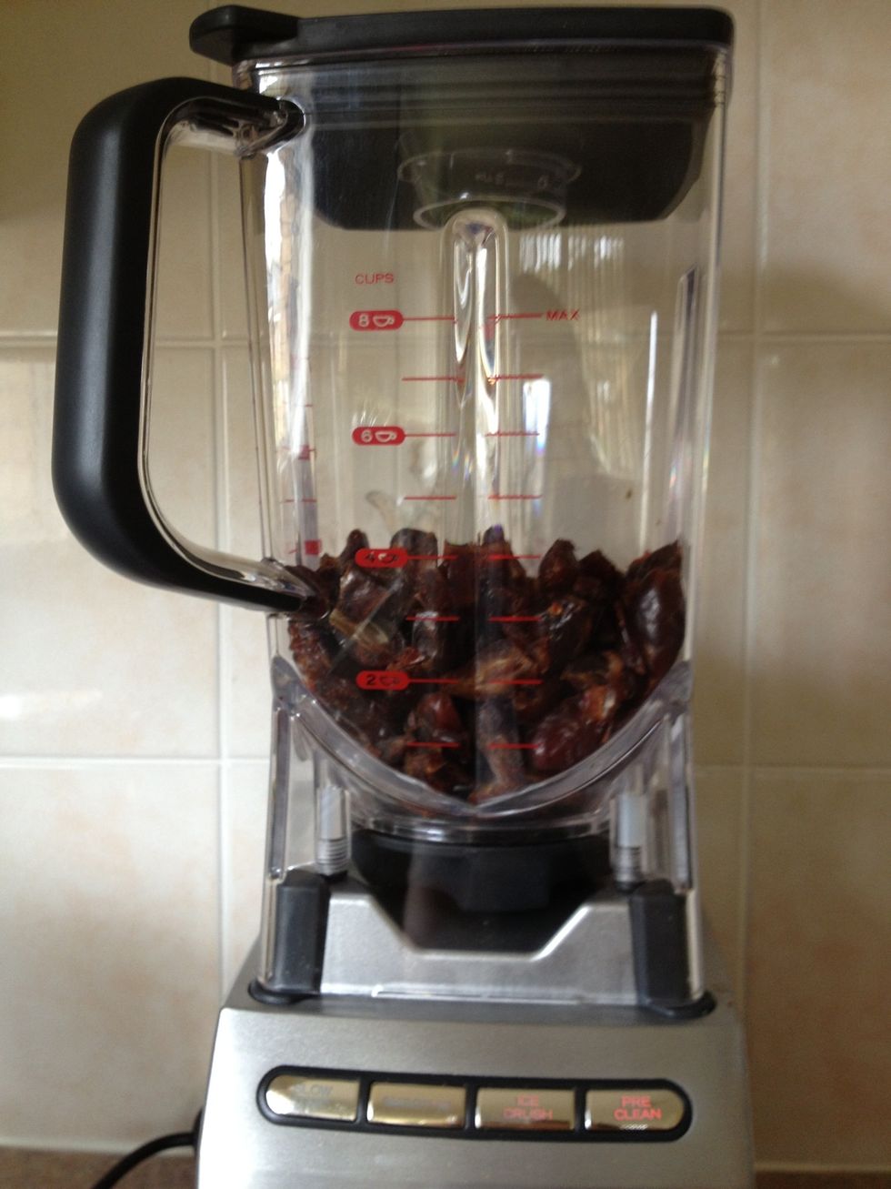 Food processor or finely chopping dates would work best. Blenders don't respond we'll to dates.