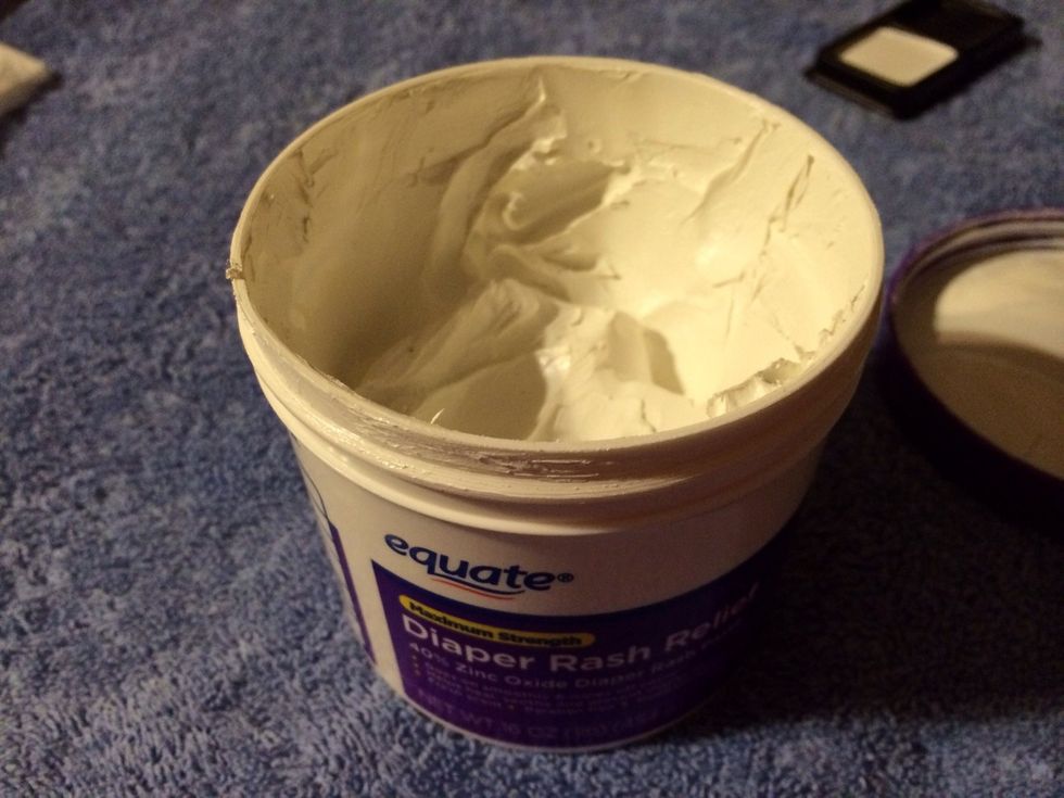 For a base, we are using Zinc Oxide. I buy generic Desitin, aka diaper rash ointment or sunblock..same thing.