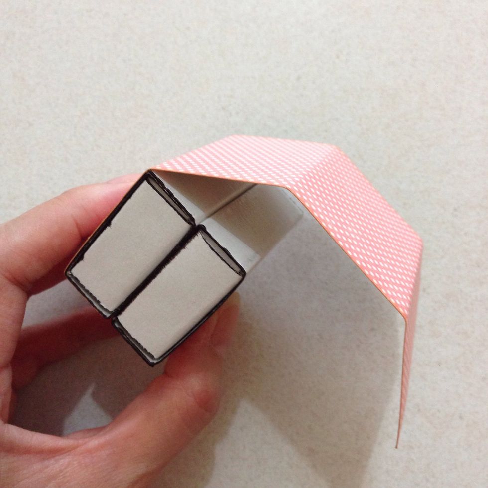 For a broader suitcase, glue 2 matchboxes together... Then wrap around with a pattern paper... And repeat from Step 8 onwards...