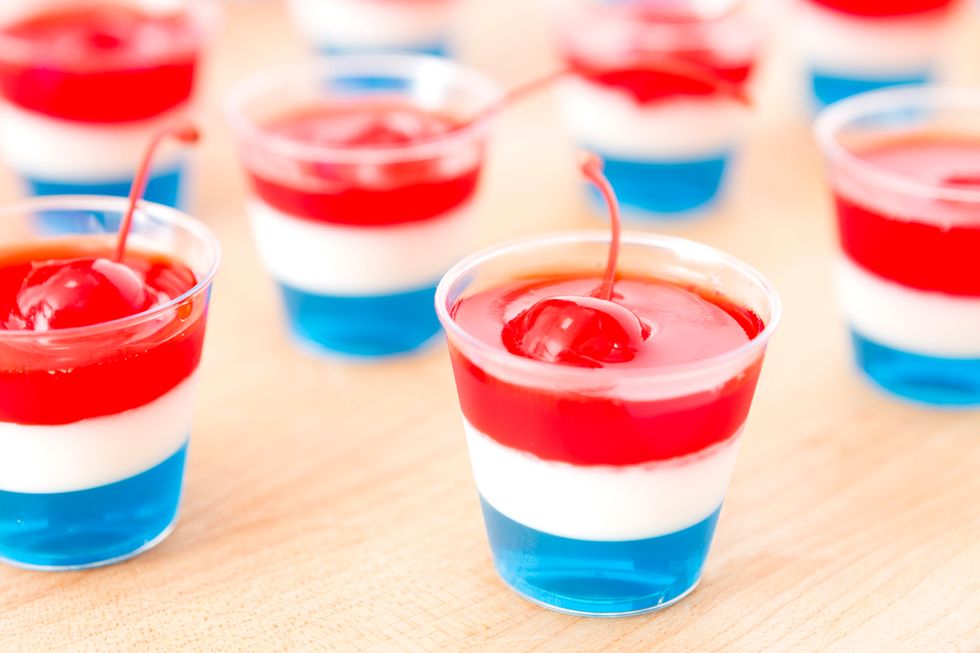 For a non-alcoholic version, use 2/3 cup of boiling water for the JELL-O mixture.