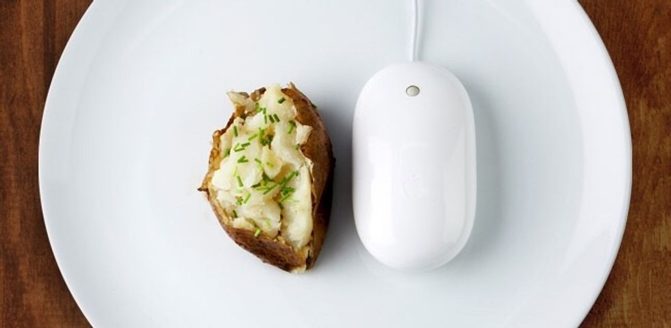 For a vegetable, a small baked potato should be the size of a computer mouse.