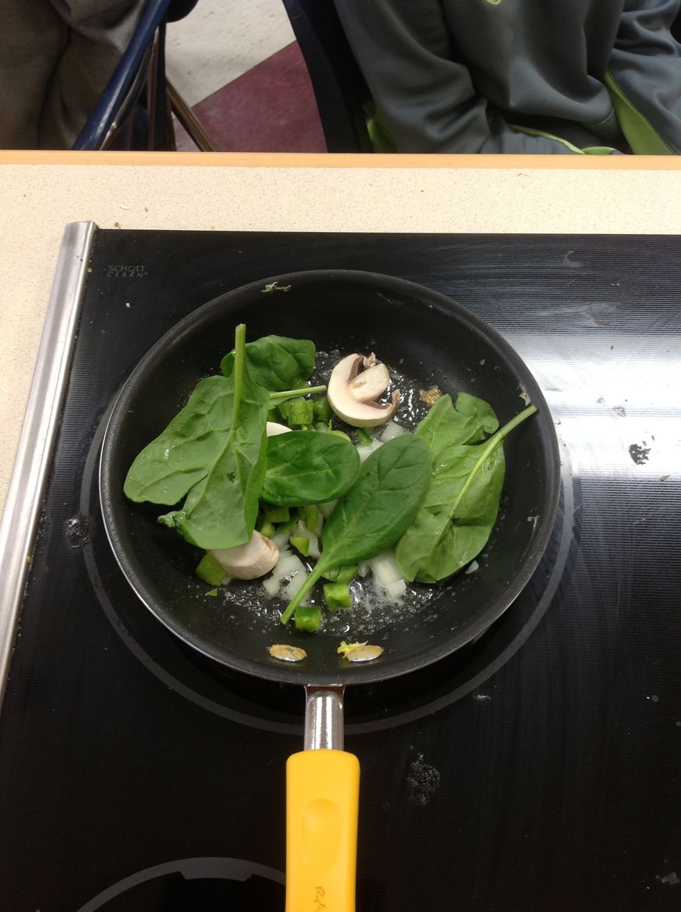 For a veggie omelette saut\u00e9 veggies in a sliver of butter.