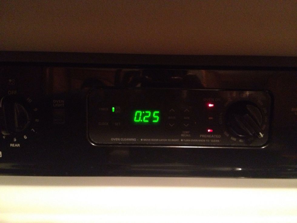For about 25-30 minutes. Depending on how your oven is.