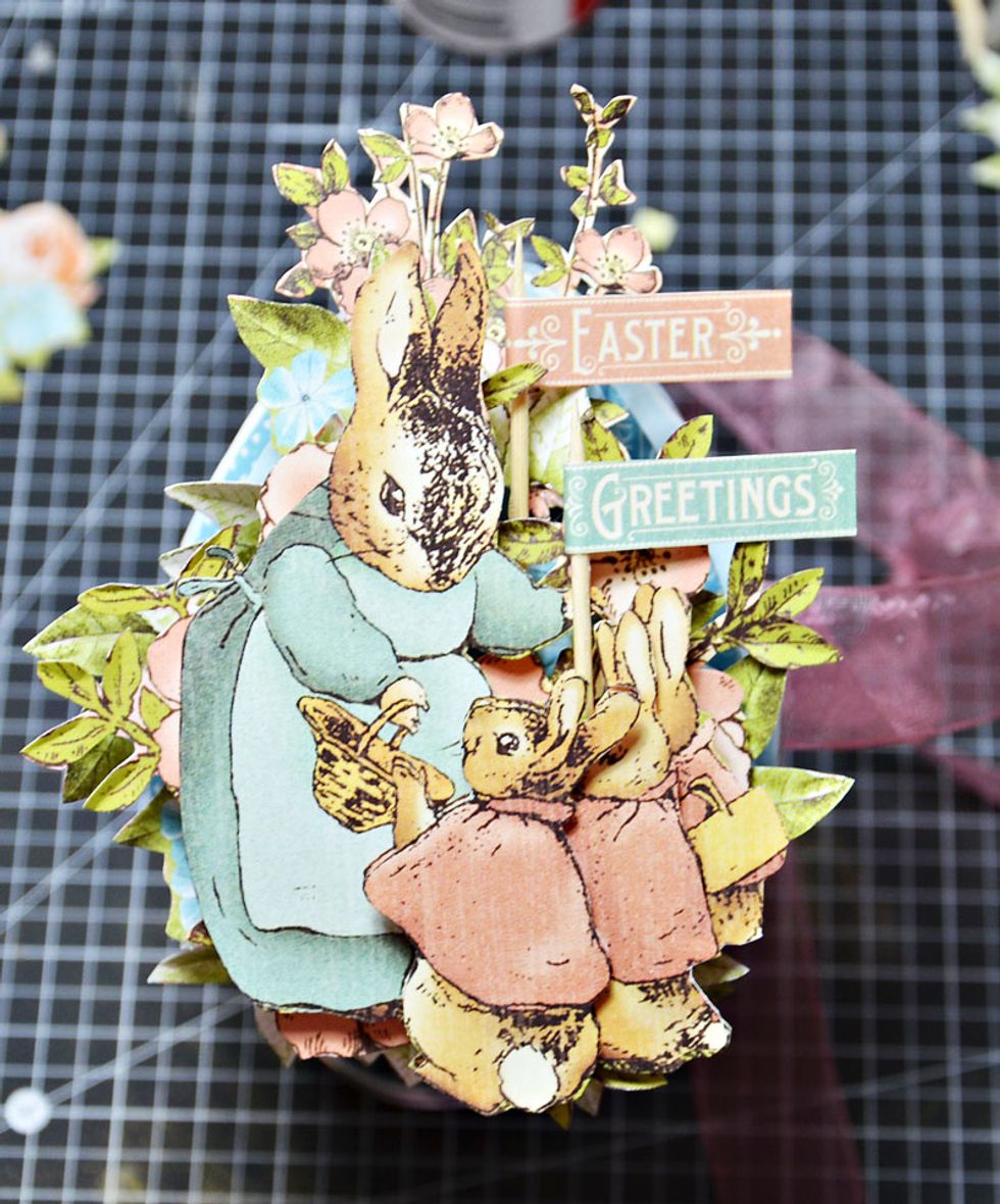 For an extra touch I added little banners which i made from toothpicks and greetings from Graphic 45 Time To Flourish collection paper. This isn't a necessity it's only an extra that I chose to add.